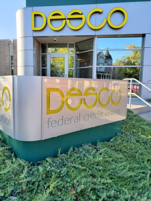 V-Shaped Sign Cabinets refurbished by Sun Sign Company for Desco, Huntington, WV