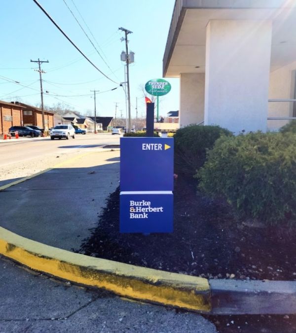 New signage at  Burke & Herbert's new Bank in Barboursville, WV by Sun Sign Company