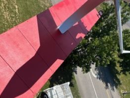 Looking down from the top and showing the removable roof structure on the Greater Portsmouth Regional Airport sign 