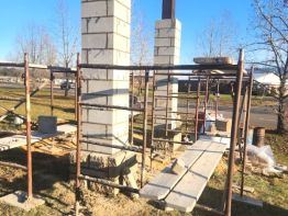 Our team of masons prepping for the laying of stone on the Greater Portsmouth Regional Airport sign