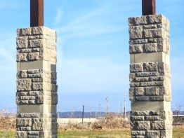 Beautiful stone work by Sun Sign Company's team of masons on the Greater Portsmouth Regional Airport sign