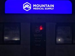 The night view - Mountain Medical Supply , Wheelersburg.  Eye-catching and professional.  That's how we build sign faces at Sun Sign Company