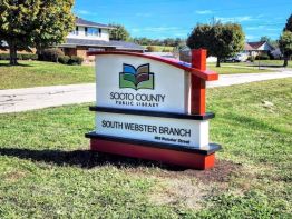Serviceable Monument sign built by Sun Sign Company for the South Webster, Ohio branch of the Scioto County Public Library