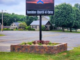 V-Shaped Pole Sign built by Sun Sign Company at Sunshine Church of Christ, Minford, Ohio