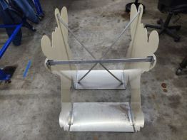 Aluminum bracing by Sun Sign Company to secure new giraffe's head to the sign cabinet