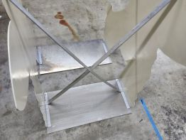 Aluminum framework by Sun Sign Company  to secure two faces of the giraffe's head to the sign cabinet