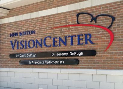 Flat cut dimensional signs fabricated by Sun Sign Company for New Boston Vision Center
