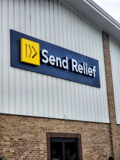 Business Sign built by Sun Sign Company for Send Relief, Ashland, KY