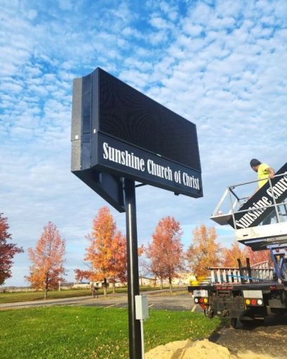 V-Shaped Pole Sign by Sun Sign Company for Sunshine Church of Christ, Minford, OH